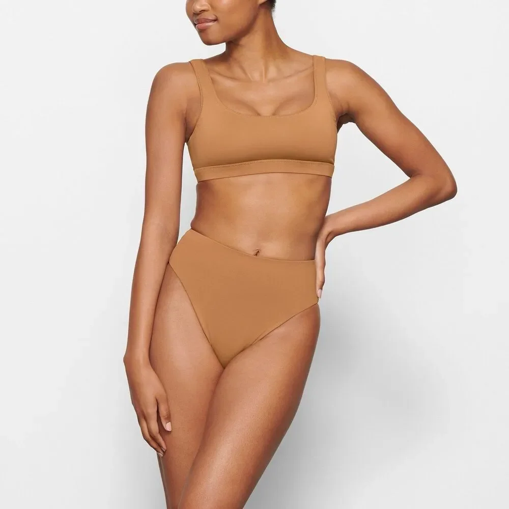 Skims Swim Mid Waist Bottom Almond Size Small